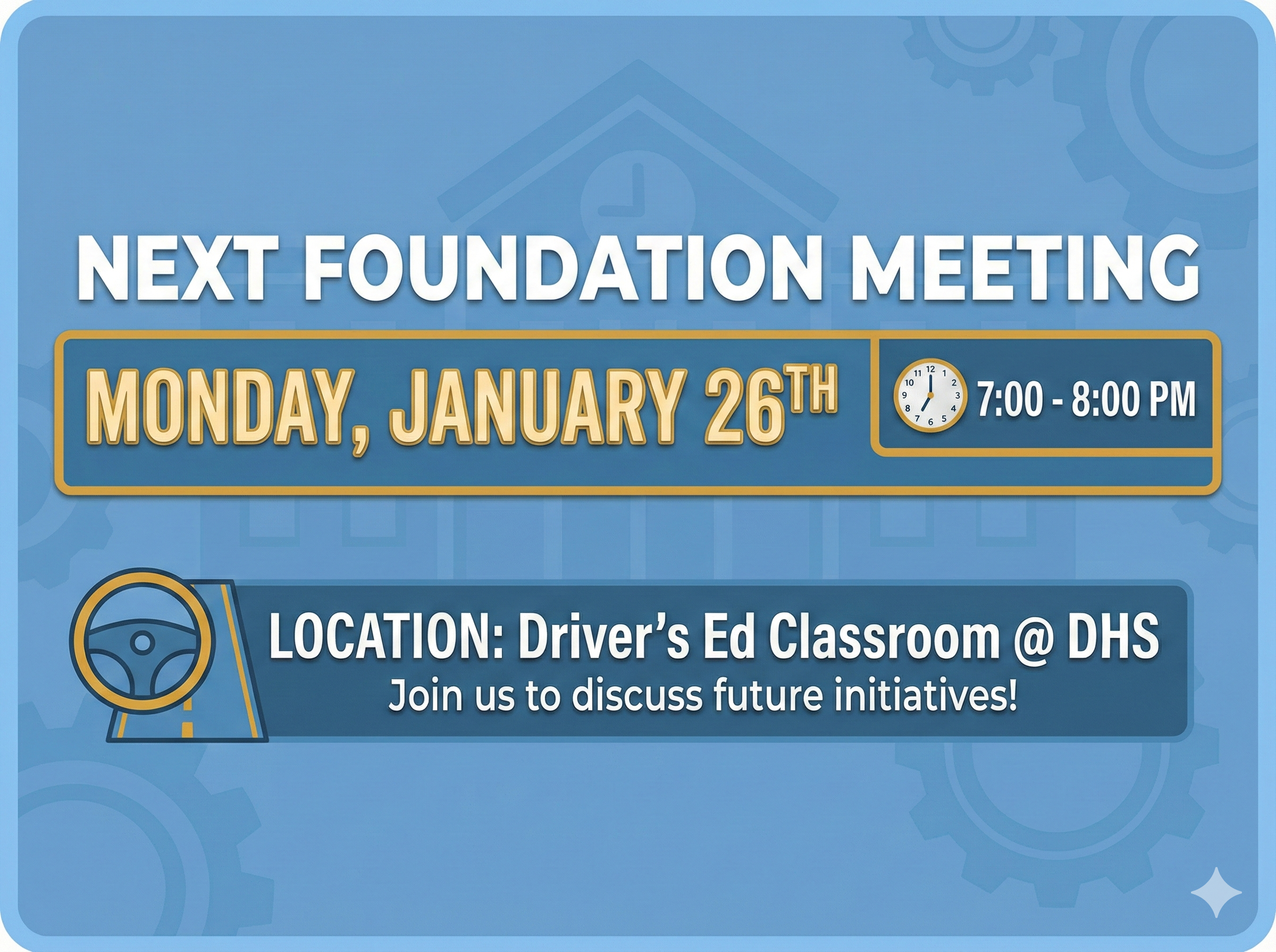 Foundation Meeting Jan 30th!